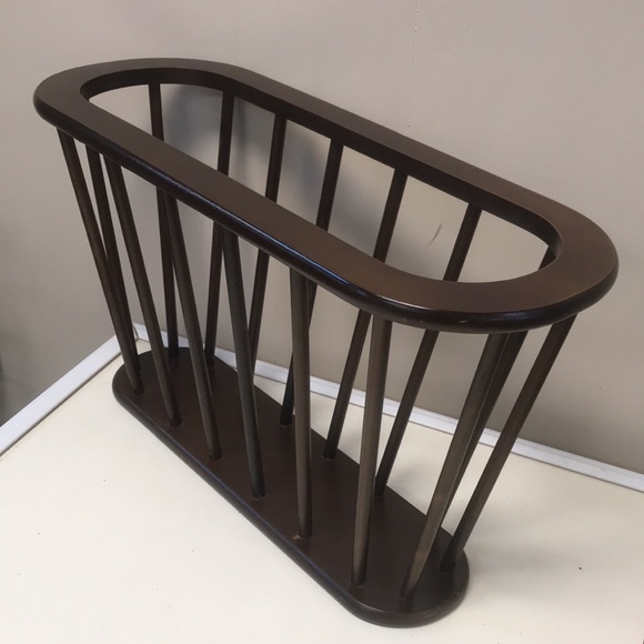 Vintage 60s MCM Oval Wooden Spindle Magazine/Record Rack Arthur Umanoff Inspired - Picture 2 of 4